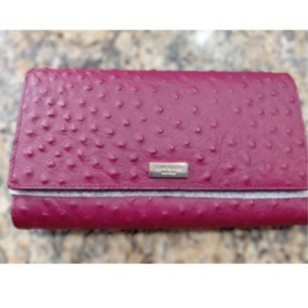 Kate Spade New York Riverside Ostrich Phoenix Travel Wallet Merlot NWT
